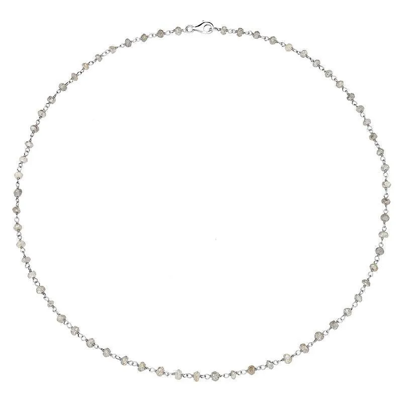 Sterling Silver Labradorite 4mm Bead Chain Link Necklace