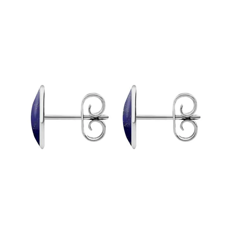 Sterling Silver Lapis Lazuli 8 x 10mm Classic Large Oval Stud Earrings