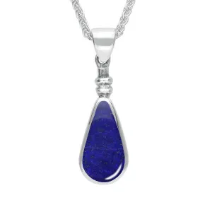 Sterling Silver Lapis Lazuli Bottle Top Pear Necklace