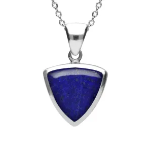 Sterling Silver Lapis Lazuli Curved Triangle Necklace