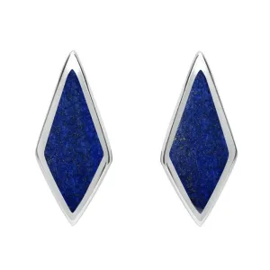 Sterling Silver Lapis Lazuli Diamond Shaped Stud Earrings