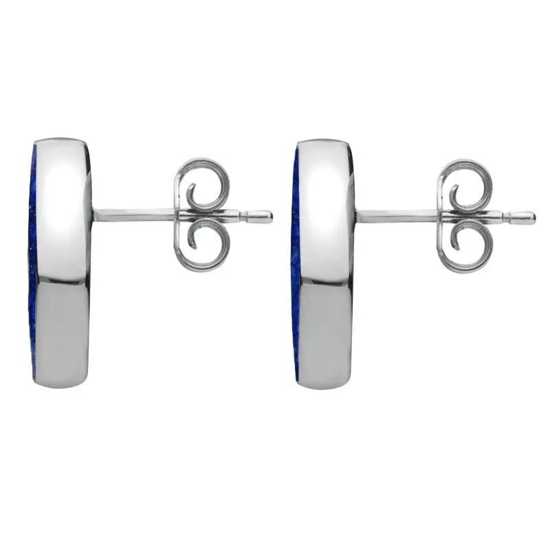 Sterling Silver Lapis Lazuli Diamond Shaped Stud Earrings