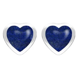 Sterling Silver Lapis Lazuli Large Framed Heart Stud Earrings