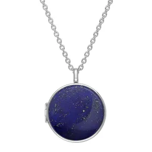 Sterling Silver Lapis Lazuli Large Round Locket