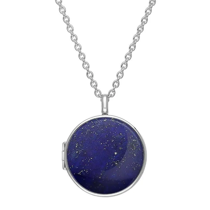 Sterling Silver Lapis Lazuli Large Round Locket