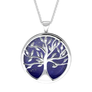 Sterling Silver Lapis Lazuli Large Round Tree of Life Necklace