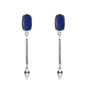 Sterling Silver Lapis Lazuli Lineaire Medium Drop Stud Earrings