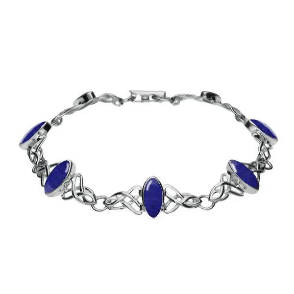 Sterling Silver Lapis Lazuli Marquise Shaped Celtic Bracelet