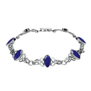 Sterling Silver Lapis Lazuli Marquise Shaped Celtic Bracelet