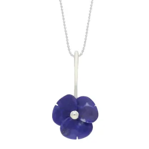 Sterling Silver Lapis Lazuli Tuberose 15mm Clover Necklace