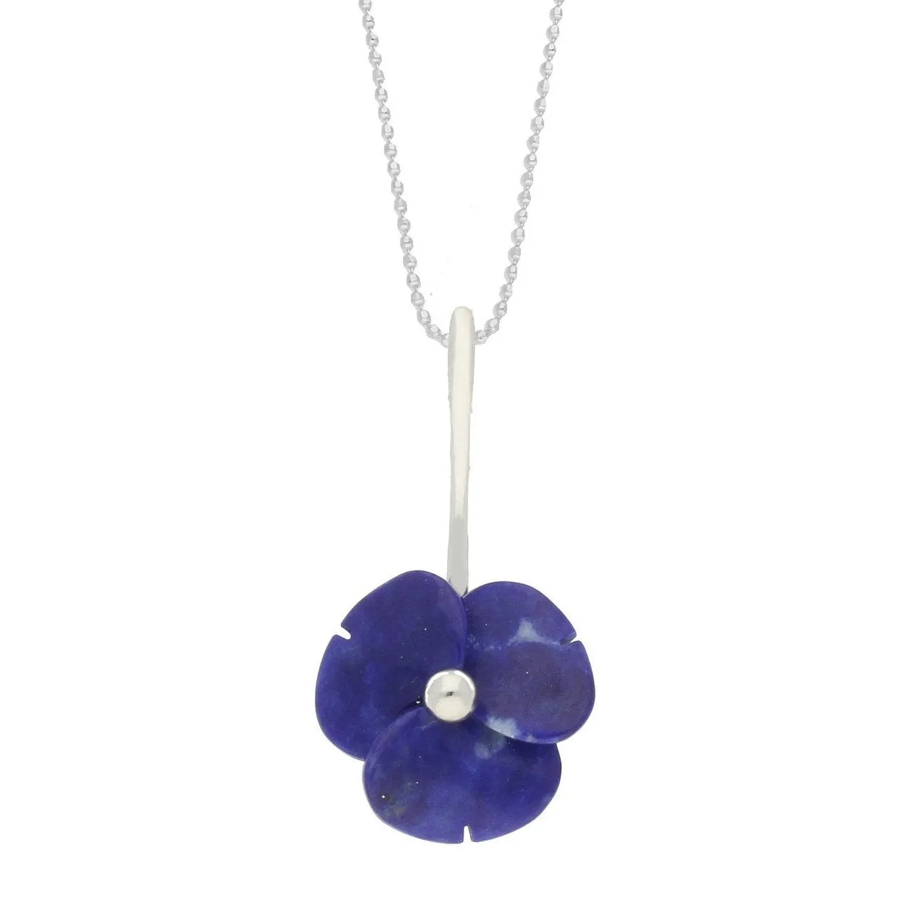 Sterling Silver Lapis Lazuli Tuberose 15mm Clover Necklace