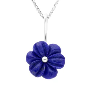 Sterling Silver Lapis Lazuli Tuberose 18mm Dahlia Necklace