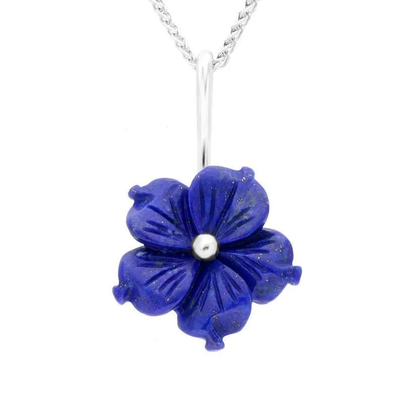 Sterling Silver Lapis Lazuli Tuberose 20mm Carnation Necklace