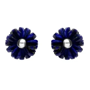 Sterling Silver Lapis Lazuli Tuberose 6mm Daisy Stud Earrings