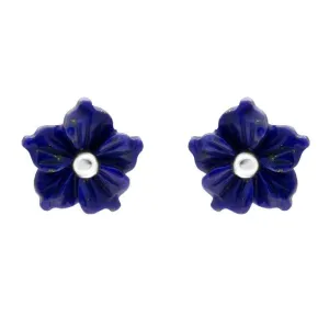 Sterling Silver Lapis Lazuli Tuberose 8mm Carnation Stud Earrings