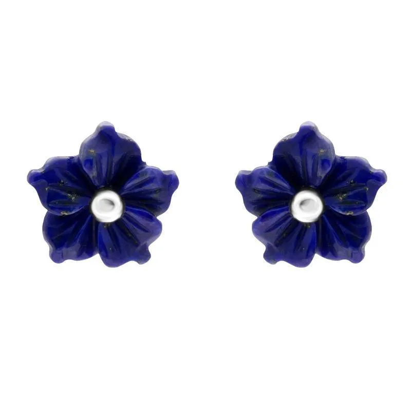 Sterling Silver Lapis Lazuli Tuberose 8mm Carnation Stud Earrings