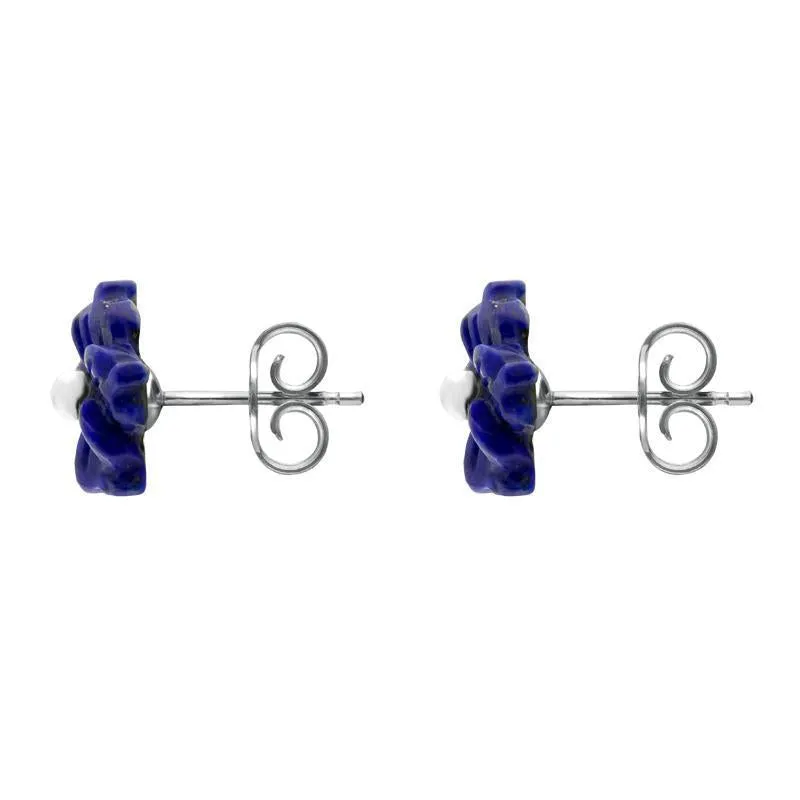 Sterling Silver Lapis Lazuli Tuberose 8mm Carnation Stud Earrings