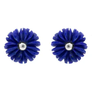 Sterling Silver Lapis Lazuli Tuberose 8mm Daisy Stud Earrings