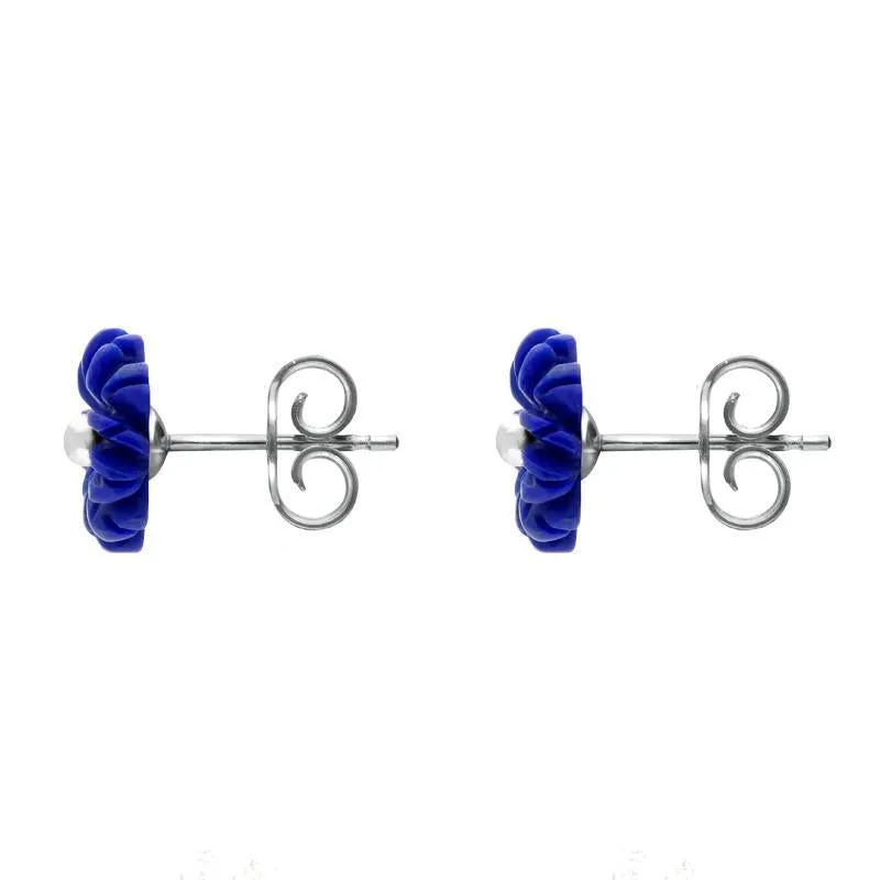 Sterling Silver Lapis Lazuli Tuberose 8mm Daisy Stud Earrings