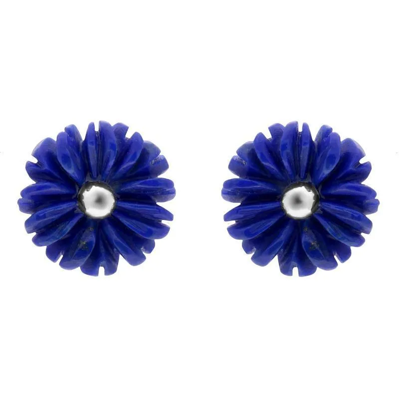 Sterling Silver Lapis Lazuli Tuberose 8mm Daisy Stud Earrings