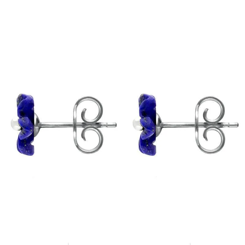 Sterling Silver Lapis Lazuli Tuberose 8mm Desert Rose Stud Earrings