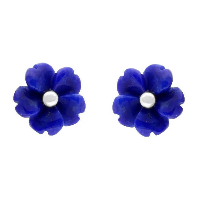 Sterling Silver Lapis Lazuli Tuberose 8mm Gypsophila Stud Earrings