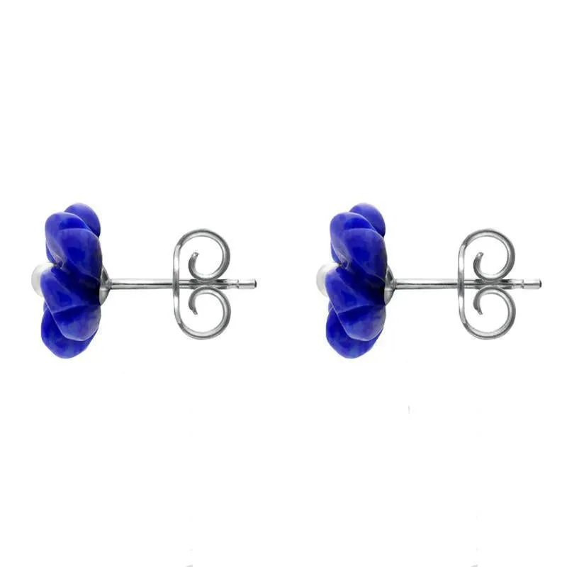 Sterling Silver Lapis Lazuli Tuberose 8mm Gypsophila Stud Earrings