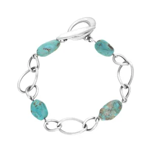 Sterling Silver Lariat Turquoise Oval Twist Bracelet D