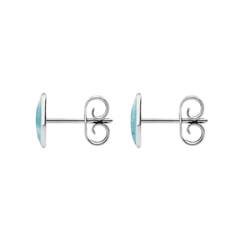 Sterling Silver Larimar 8 x 6mm Classic Medium Oval Stud Earrings