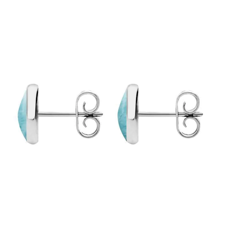 Sterling Silver Larimar 8mm Classic Large Round Stud Earrings