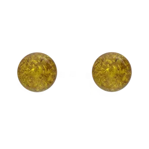 Sterling Silver Lemon Amber 6mm Ball Stud Earrings