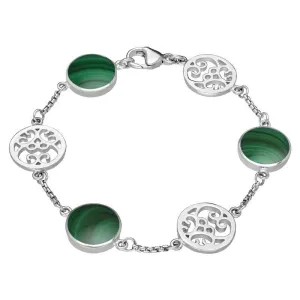 Sterling Silver Malachite Flore Filigree Bracelet