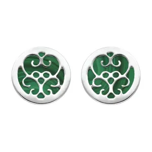 Sterling Silver Malachite Flore Filigree Stud Earrings
