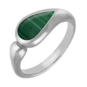 Sterling Silver Malachite Toscana Offset Teardrop Ring