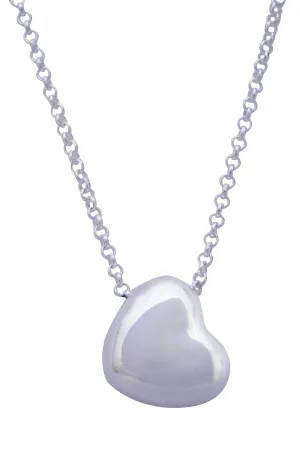 Sterling Silver Medium 3D Heart Necklace