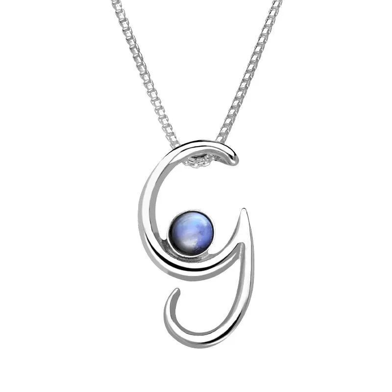 Sterling Silver Moonstone Love Letters Initial G Necklace