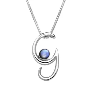 Sterling Silver Moonstone Love Letters Initial G Necklace