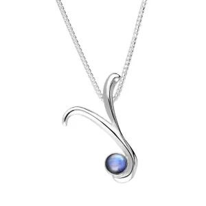 Sterling Silver Moonstone Love Letters Initial Y Necklace