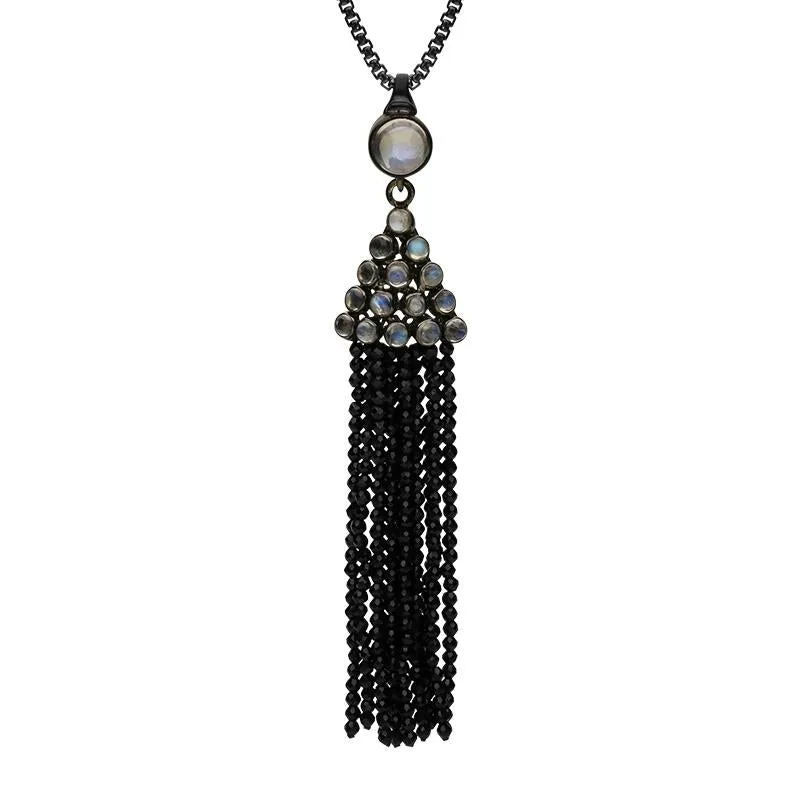 Sterling Silver Moonstone Spinel Cascade Necklace D