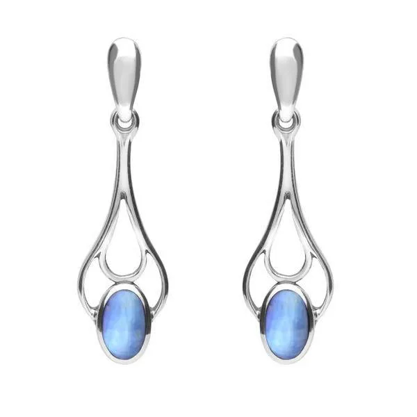 Sterling Silver Moonstone Spoon Drop Earrings