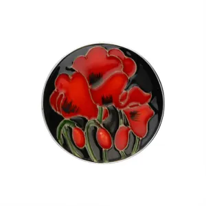 Sterling Silver Moorcroft Forever England 4 Poppy Round Brooch