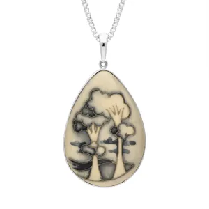 Sterling Silver Moorcroft Landscape Pear Necklace