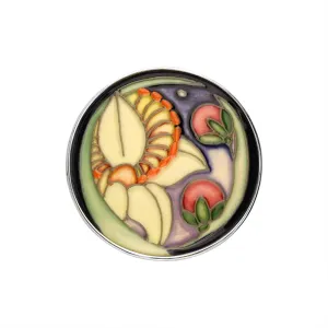 Sterling Silver Moorcroft Seeded Flower Round Brooch