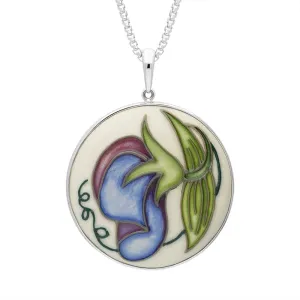 Sterling Silver Moorcroft Sweetness Blue Round Pendant D