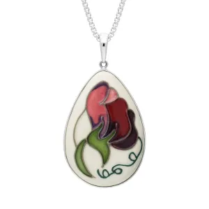 Sterling Silver Moorcroft Sweetness Wine Pear Shaped Pendant