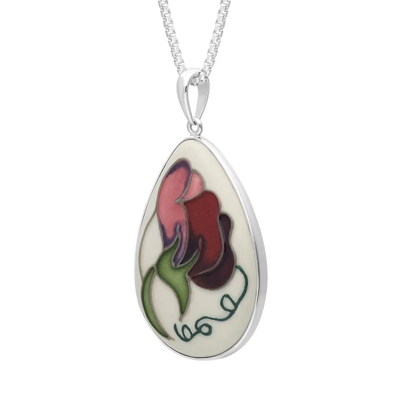 Sterling Silver Moorcroft Sweetness Wine Pear Shaped Pendant