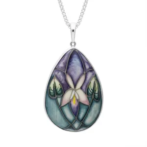 Sterling Silver Moorcroft Violet Pear Shaped Pendant
