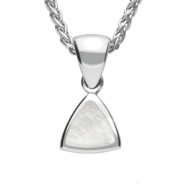 Sterling Silver Mother of Pearl Curved Triangle Small Necklace