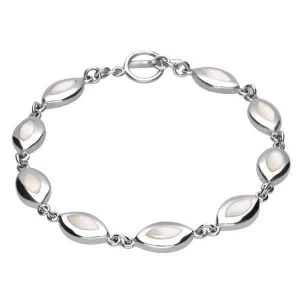 Sterling Silver Mother of Pearl Framed Marquise Bracelet