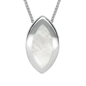 Sterling Silver Mother of Pearl Framed Marquise Necklace